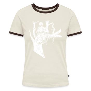 Baumpfleger Baumkletterer Arborist - Frauen Kontrast-T-Shirt - Off-White/Dunkelbraun - Vorne - AI Model Female 172 dark (172cm)