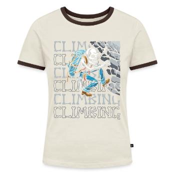 Klettern Kletterer - Frauen Kontrast-T-Shirt - Off-White/Dunkelbraun - Vorne - AI Model Female 172 dark (172cm)