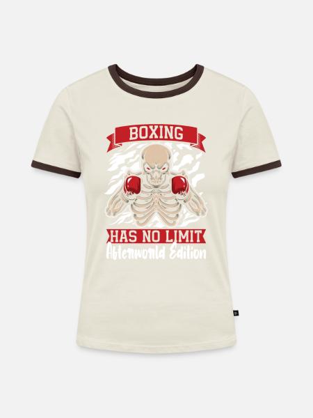 Boxen Boxer Skelett - Frauen Kontrast-T-Shirt - Off-White/Dunkelbraun