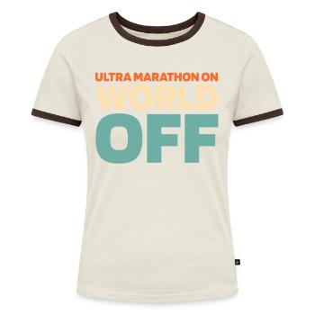 Ultramarathon Ultra Marathon On World Off - Frauen Kontrast-T-Shirt - Off-White/Dunkelbraun - Vorne - AI Model Female 172 dark (172cm)