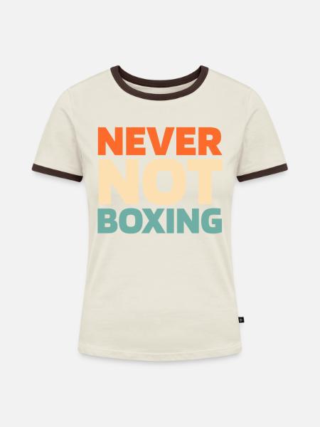 Boxen Boxer - Frauen Kontrast-T-Shirt - Off-White/Dunkelbraun