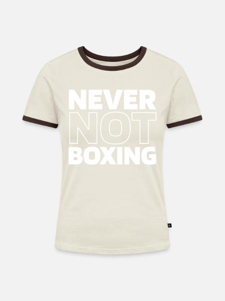 Boxen Boxer - Frauen Kontrast-T-Shirt - Off-White/Dunkelbraun