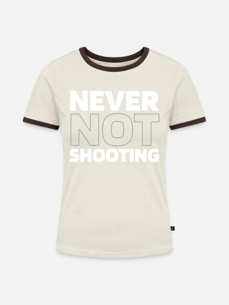 Airsoft - Frauen Kontrast-T-Shirt - Off-White/Dunkelbraun