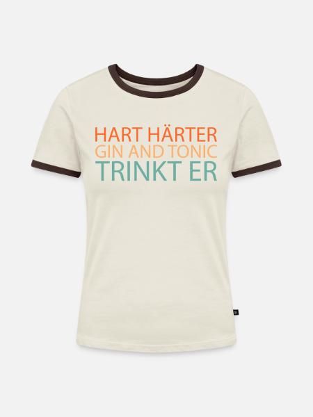 Gin - Frauen Kontrast-T-Shirt - Off-White/Dunkelbraun