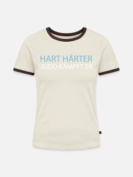 Judoka - Frauen Kontrast-T-Shirt - Off-White/Dunkelbraun
