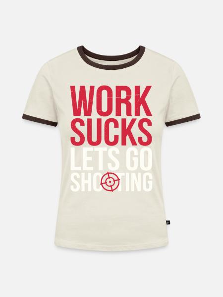 Airsoft - Frauen Kontrast-T-Shirt - Off-White/Dunkelbraun
