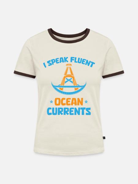 Erster Offizier - Frauen Kontrast-T-Shirt - Off-White/Dunkelbraun