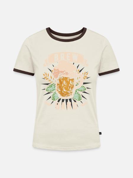 Brauer Team - Frauen Kontrast-T-Shirt - Off-White/Dunkelbraun