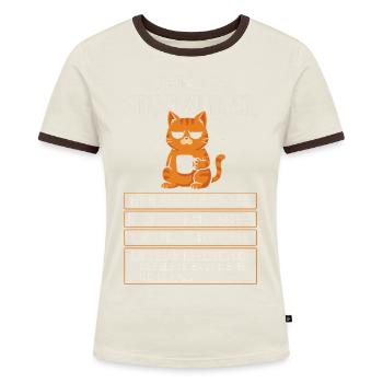 Meine Vier Stimmungen Lustige Katze - Frauen Kontrast-T-Shirt - Off-White/Dunkelbraun - Vorne - AI Model Female 172 dark (172cm)