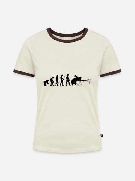 Snooker - Frauen Kontrast-T-Shirt - Off-White/Dunkelbraun