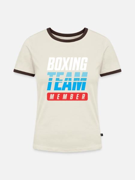 Boxing Team - Frauen Kontrast-T-Shirt - Off-White/Dunkelbraun
