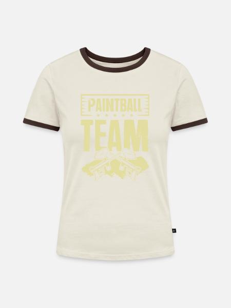 Paintball Team - Frauen Kontrast-T-Shirt - Off-White/Dunkelbraun