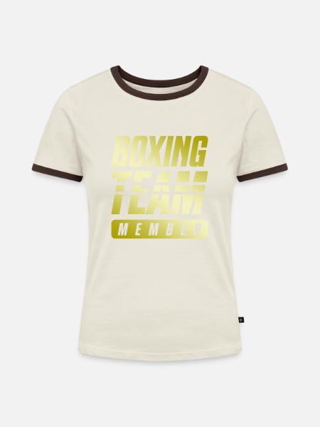 Boxing Team - Frauen Kontrast-T-Shirt - Off-White/Dunkelbraun