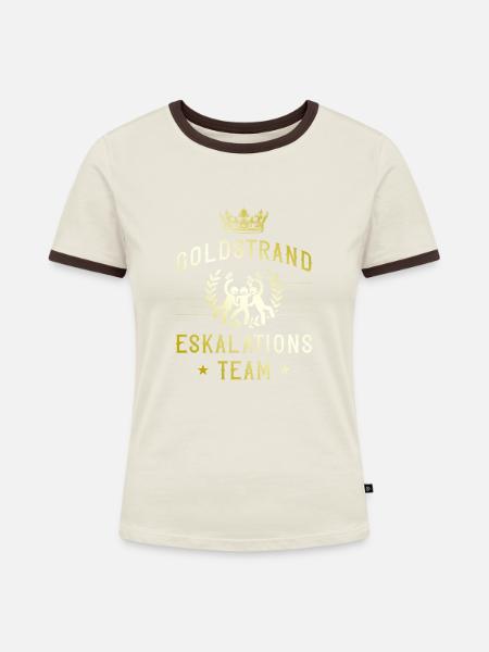 Goldstrand Eskalation - Frauen Kontrast-T-Shirt - Off-White/Dunkelbraun