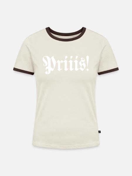 Schnupfer schnupfspruch pris geschenk - Frauen Kontrast-T-Shirt - Off-White/Dunkelbraun