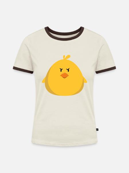 Angry Chick - Frauen Kontrast-T-Shirt - Off-White/Dunkelbraun