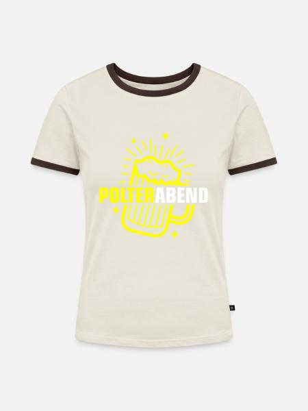 Polterabend Bier - Frauen Kontrast-T-Shirt - Off-White/Dunkelbraun