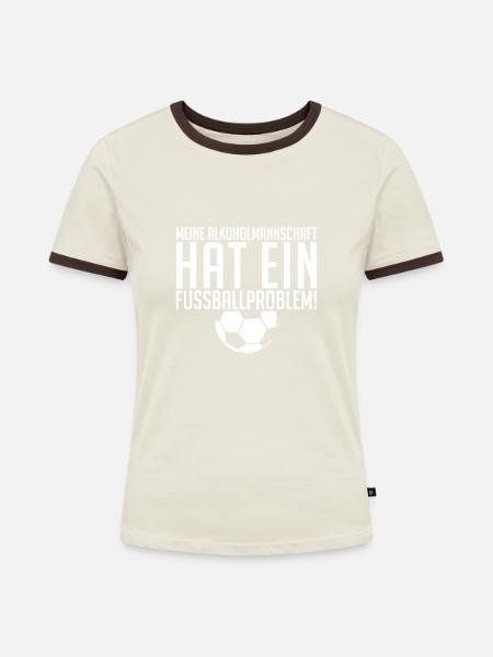 Fussball Mannschaft Sauftour - Frauen Kontrast-T-Shirt - Off-White/Dunkelbraun