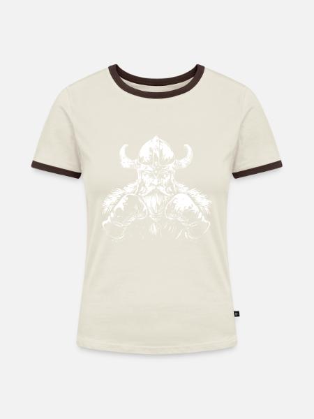 Wikinger Boxen Kämpfer MMA - Frauen Kontrast-T-Shirt - Off-White/Dunkelbraun