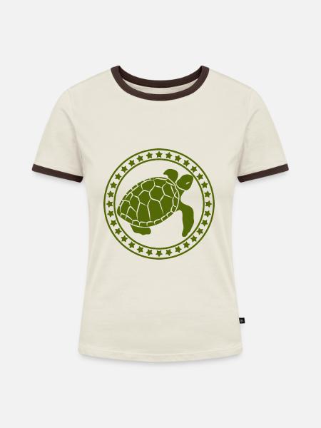 Schildkröte / Kriechtier - Reptilie - Frauen Kontrast-T-Shirt - Off-White/Dunkelbraun