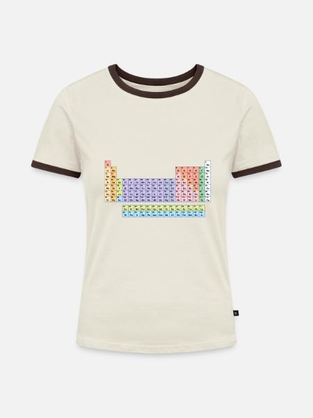 periodic table - Frauen Kontrast-T-Shirt - Off-White/Dunkelbraun