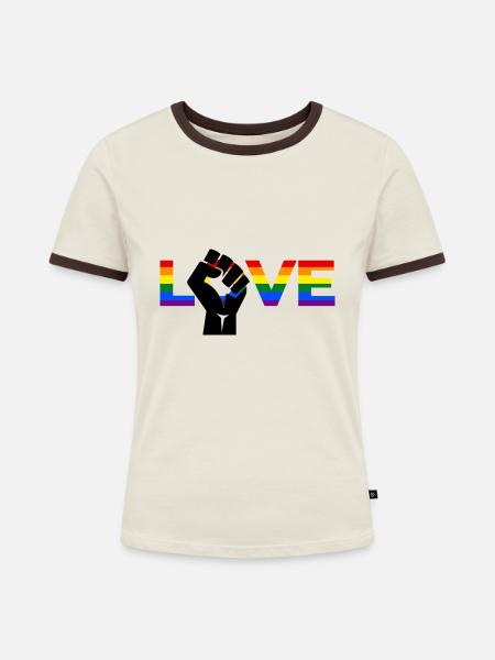 Liebe LGBT - Frauen Kontrast-T-Shirt - Off-White/Dunkelbraun