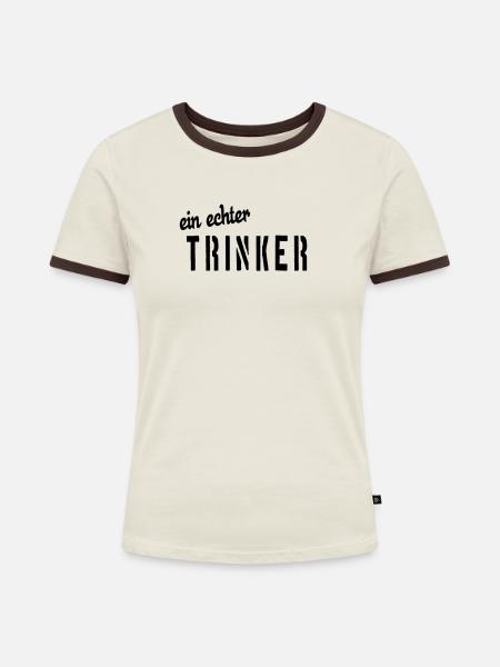 Trinker - Frauen Kontrast-T-Shirt - Off-White/Dunkelbraun