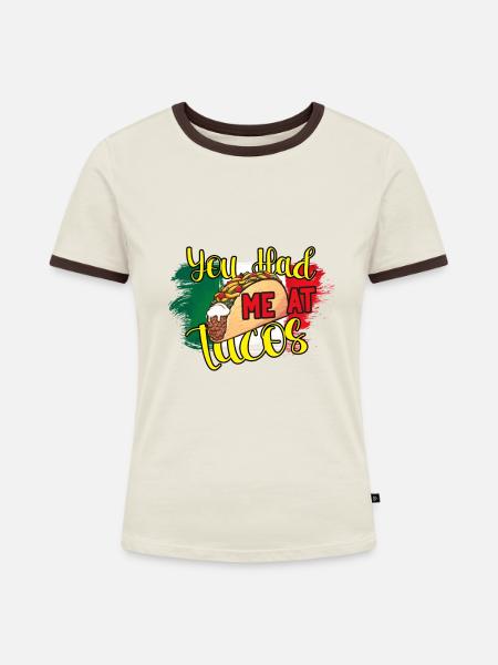 Tacos - Frauen Kontrast-T-Shirt - Off-White/Dunkelbraun