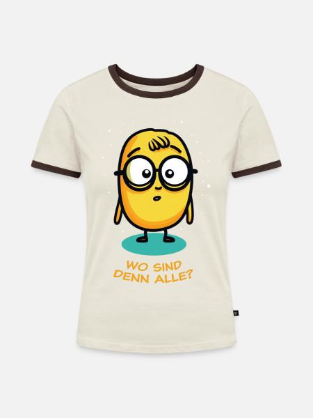 Wo Sind Denn Alle - dunkel - Frauen Kontrast-T-Shirt - Off-White/Dunkelbraun