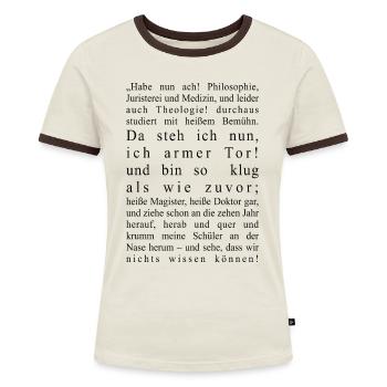Goethes Faust - Frauen Kontrast-T-Shirt - Off-White/Dunkelbraun - Vorne - AI Model Female 172 dark (172cm)
