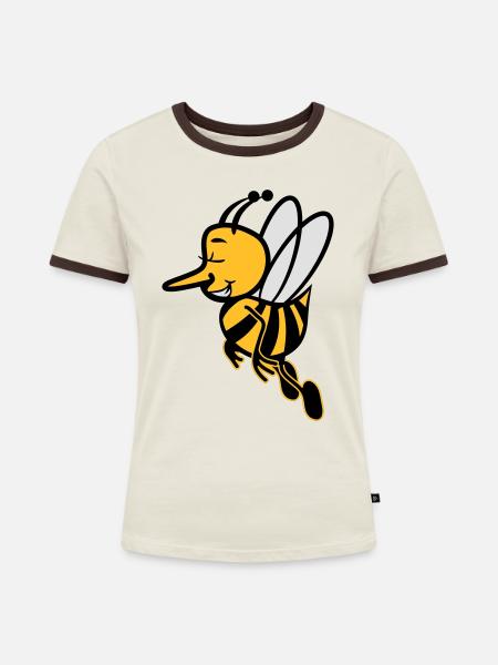 Biene fliegen süss - Frauen Kontrast-T-Shirt - Off-White/Dunkelbraun