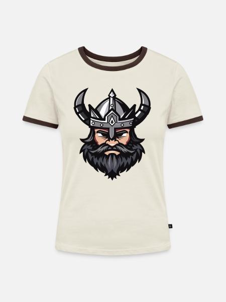 Wikinger Valhalla - Frauen Kontrast-T-Shirt - Off-White/Dunkelbraun