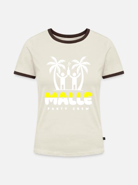 Malle 2024 Mallorca Spruch - Frauen Kontrast-T-Shirt - Off-White/Dunkelbraun