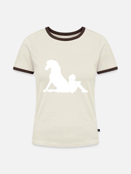wahre Freundschaft - Frauen Kontrast-T-Shirt - Off-White/Dunkelbraun