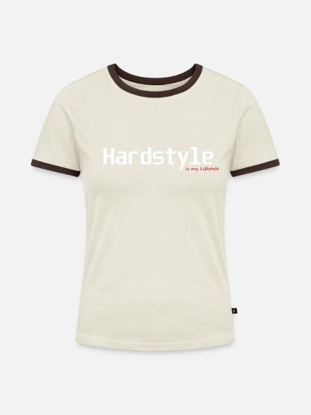 Hardstyle Lifestyle weiss - Frauen Kontrast-T-Shirt - Off-White/Dunkelbraun