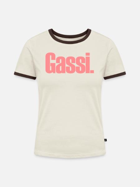Gassi - Frauen Kontrast-T-Shirt - Off-White/Dunkelbraun