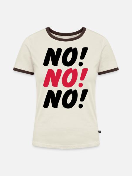 No No No - Frauen Kontrast-T-Shirt - Off-White/Dunkelbraun