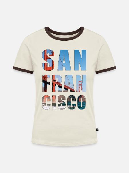 San Francisco - Traumstadt - Frauen Kontrast-T-Shirt - Off-White/Dunkelbraun
