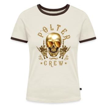 Polter Crew Polterabend Junggesellenabschied Jga - Frauen Kontrast-T-Shirt - Off-White/Dunkelbraun - Vorne - AI Model Female 172 dark (172cm)