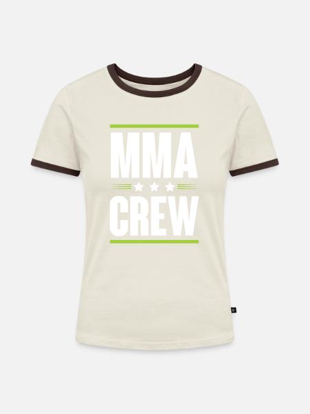 Mma Crew - Frauen Kontrast-T-Shirt - Off-White/Dunkelbraun
