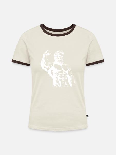 Griechischer Kämpfer - Frauen Kontrast-T-Shirt - Off-White/Dunkelbraun