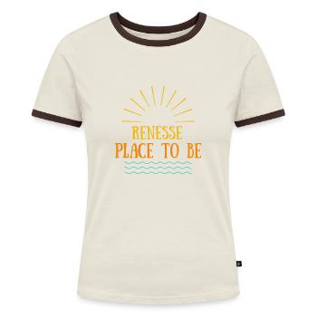 Renesse Place To Be - Frauen Kontrast-T-Shirt - Off-White/Dunkelbraun - Vorne - AI Model Female 172 dark (172cm)