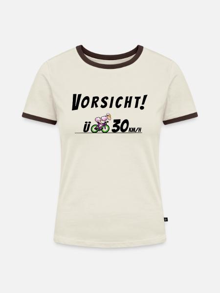 Triathletin Geschwindigkeit - Frauen Kontrast-T-Shirt - Off-White/Dunkelbraun