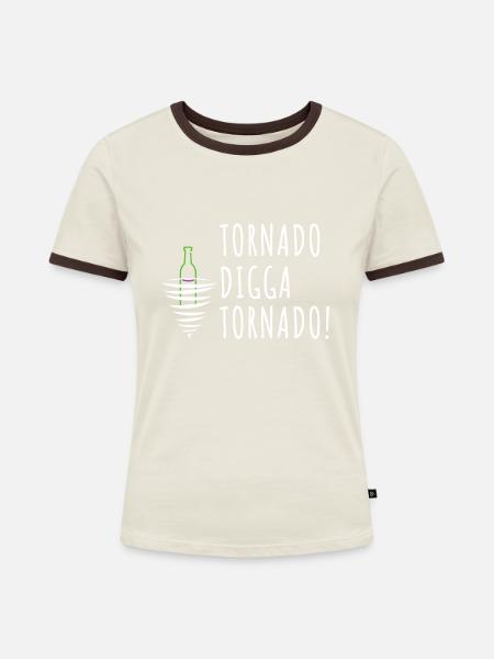 Tornado Digga Tornado - Frauen Kontrast-T-Shirt - Off-White/Dunkelbraun