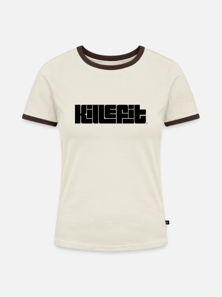 killefit - Frauen Kontrast-T-Shirt - Off-White/Dunkelbraun