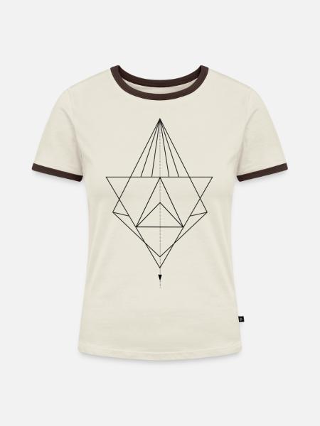 Some Geometry - Frauen Kontrast-T-Shirt - Off-White/Dunkelbraun
