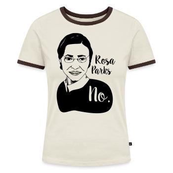 Rosa Parks - Frauen Kontrast-T-Shirt - Off-White/Dunkelbraun - Vorne - AI Model Female 172 dark (172cm)