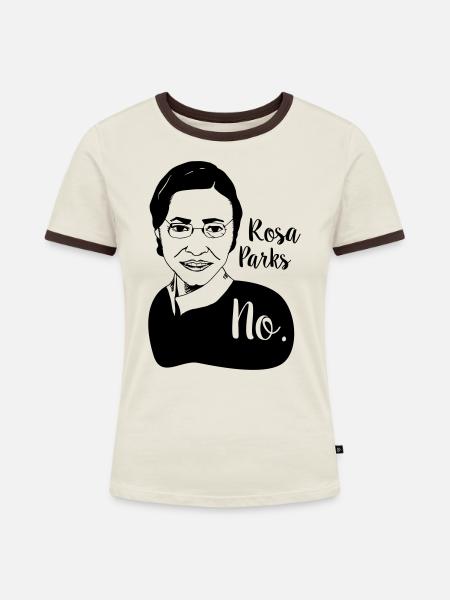 Rosa Parks - Frauen Kontrast-T-Shirt - Off-White/Dunkelbraun