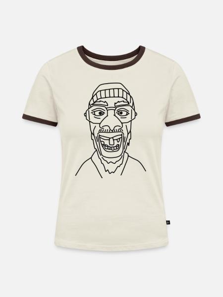 Cooler Typ - Frauen Kontrast-T-Shirt - Off-White/Dunkelbraun