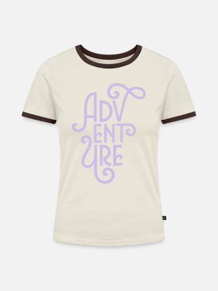 Adventure - Frauen Kontrast-T-Shirt - Off-White/Dunkelbraun